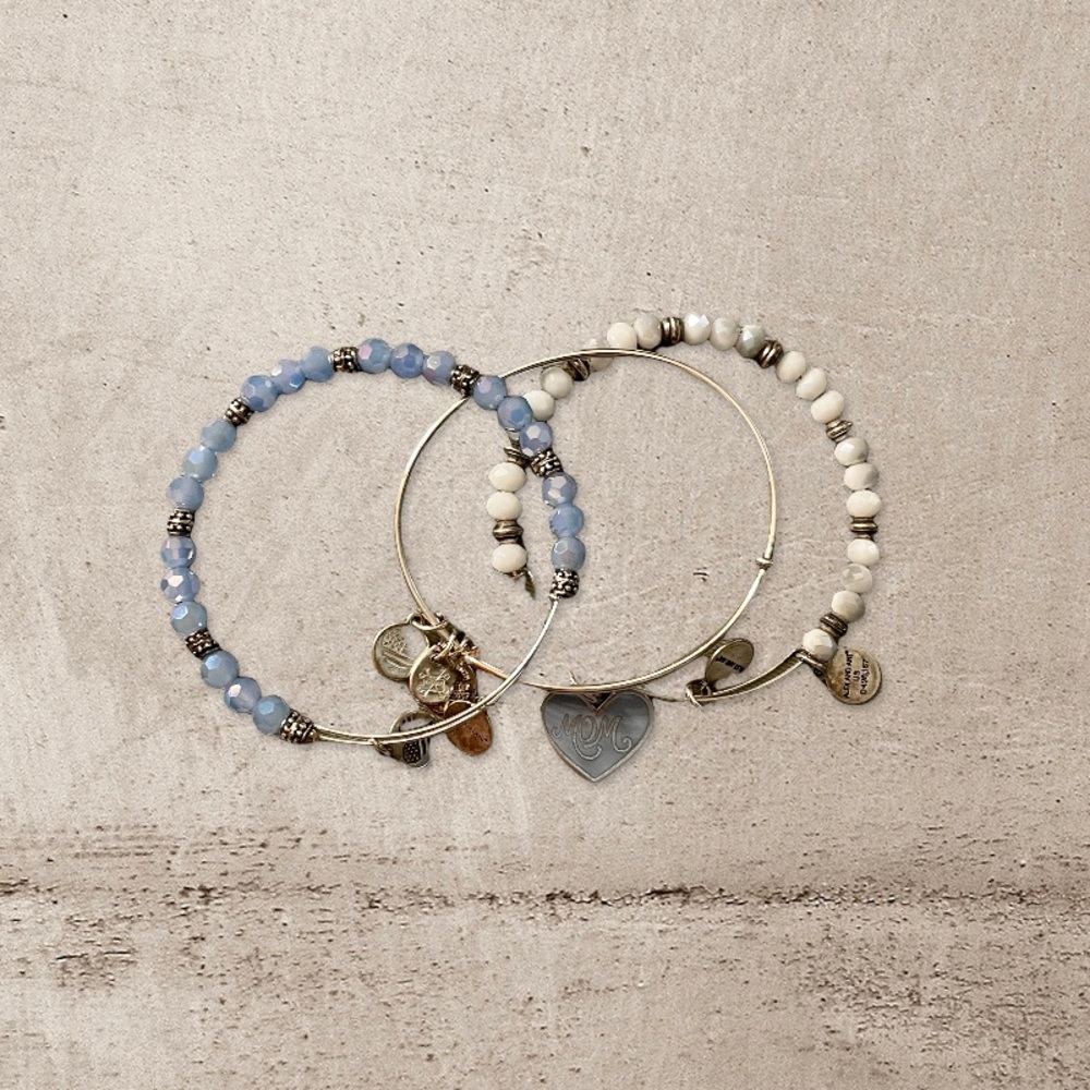 Alex and Ani Blue and White Mother’s Day Bracelets Set of 3